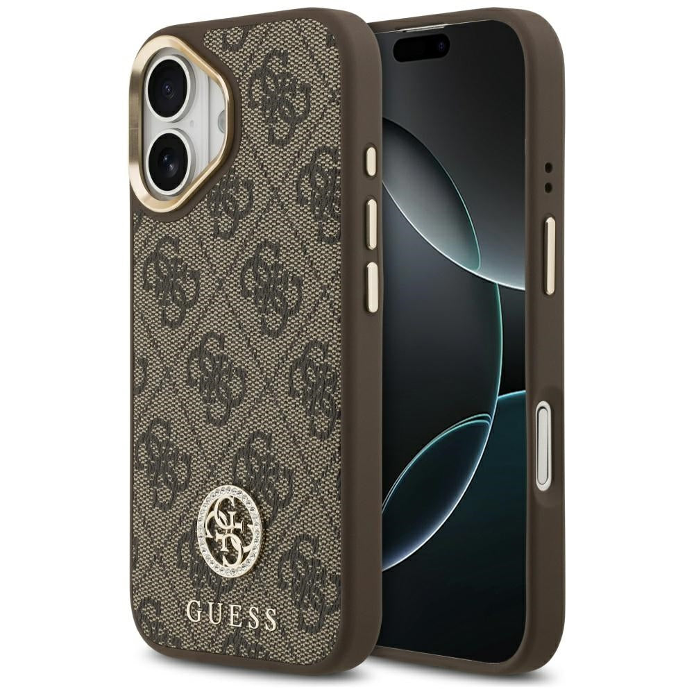 Guess - Hardcase 4G Strass Logo MagSafe (GUHMP17SP4GRMDEW) - iPhone 17 - Brown