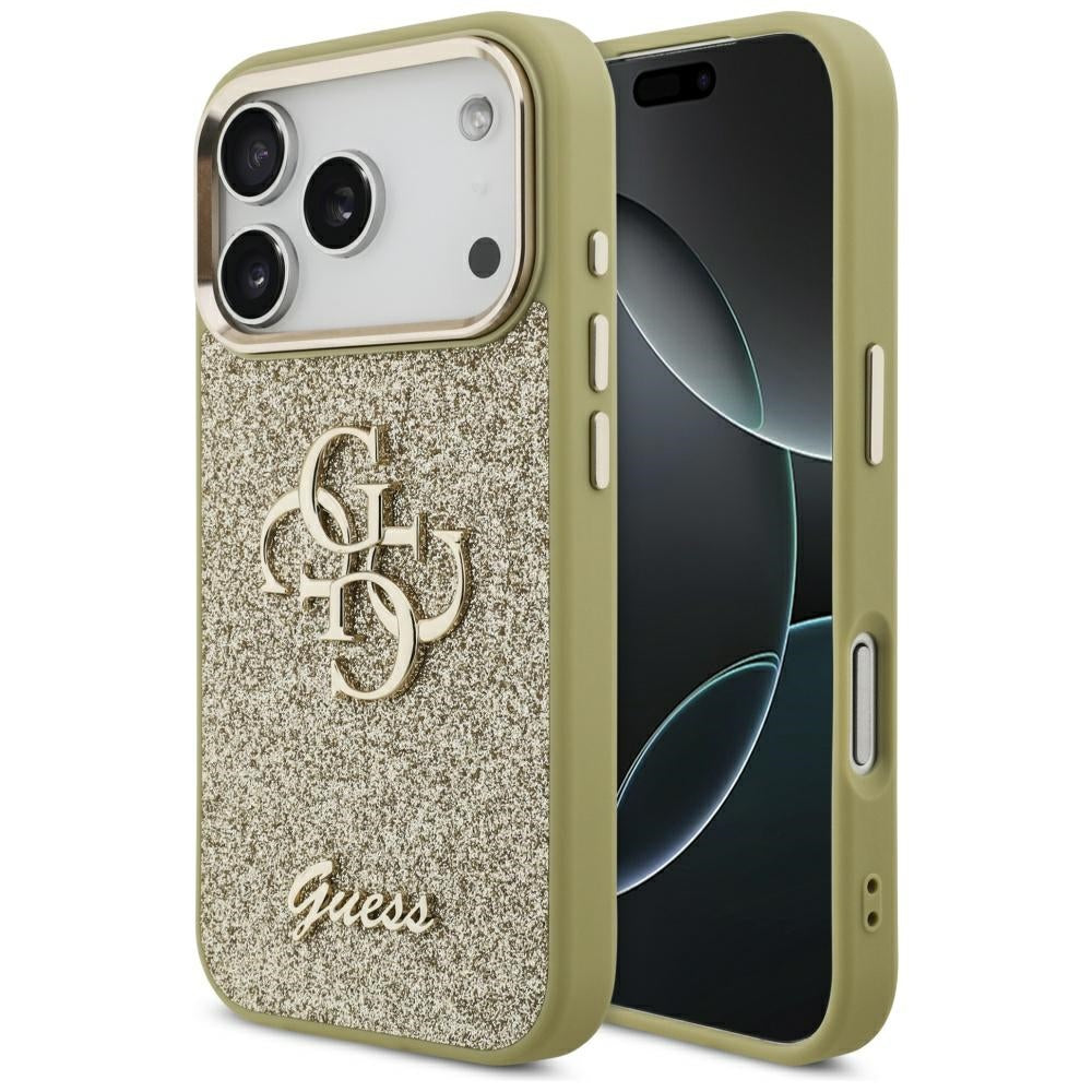 Guess - Fixed Glitter Big 4G Metal Frame (GUHCP17LHG4SGCD) - iPhone 17 Pro - Gold