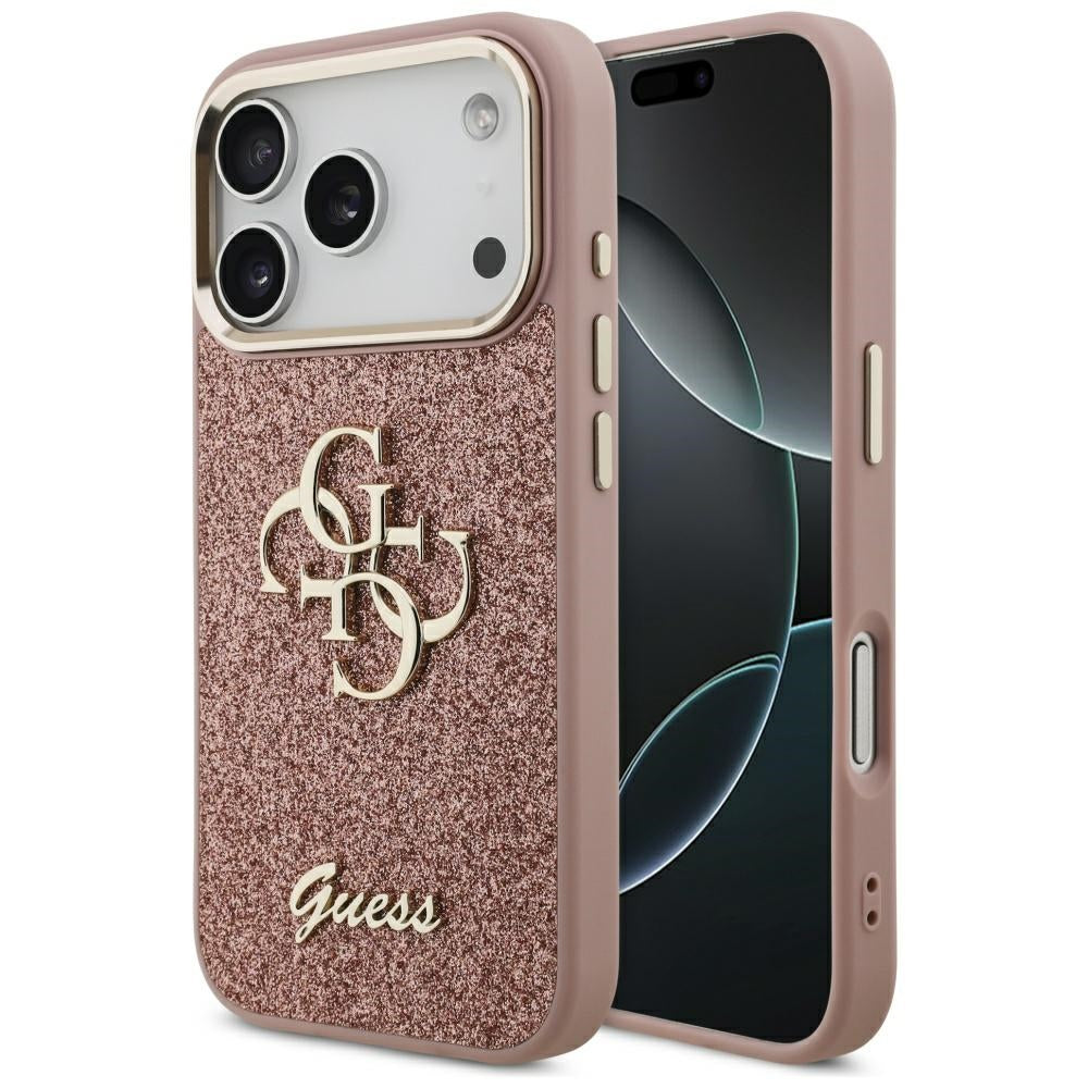 Guess - Fixed Glitter Big 4G Metal Frame (GUHCP17LHG4SGCP) - iPhone 17 Pro - Pink