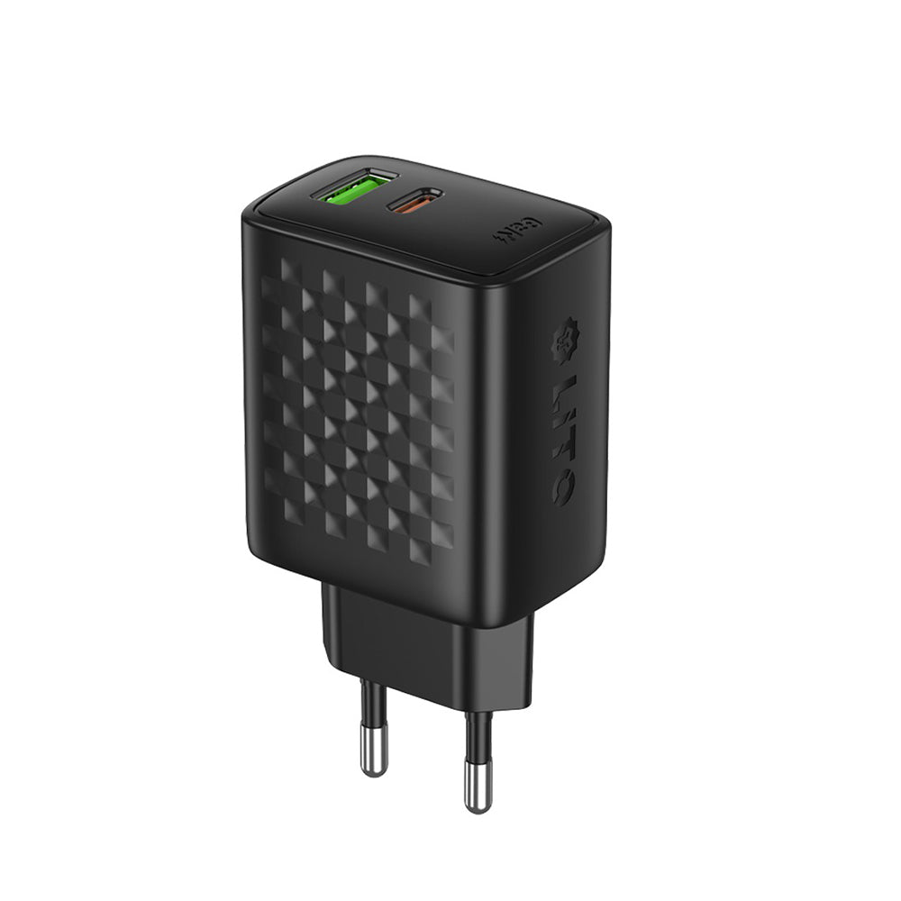 Lito - Wall Charger (LC24) - Type-C, USB Output, PD65W, GaN, PC Fireproof, EU Plug - Black