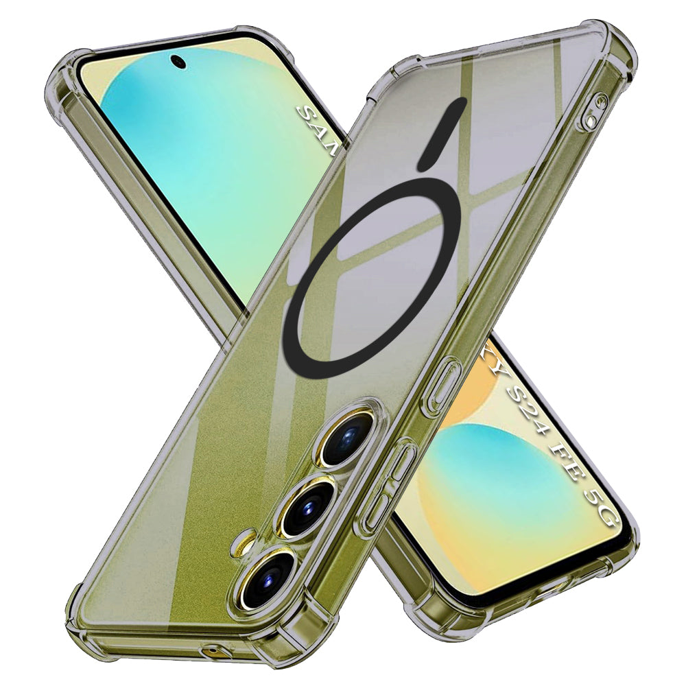 Techsuit - Shockproof Clear Silicone MagSafe - Samsung Galaxy S24 FE - Smoke Black