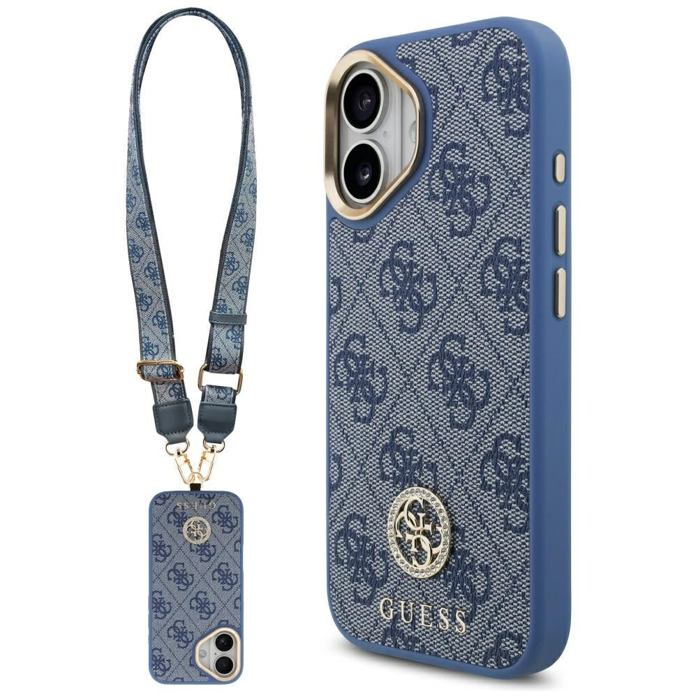 Guess - 4G Strass Logo with Big Strap Metal Button MagSafe (GUHMP17SP4G4DCSB) - iPhone 17 - Blue