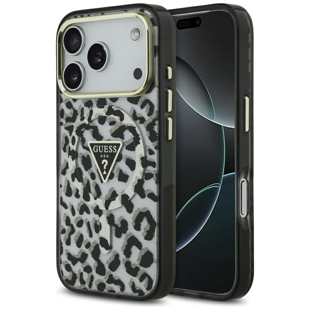 Guess - Leopard Glitter MagSafe (GUHMP17LHLEGTGLK) - iPhone 17 Pro - Black