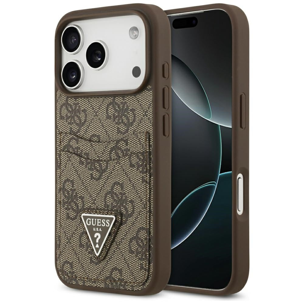 Guess - Hardcase 4G Double Card Triangle (GUHCP17LP4TPW) - iPhone 17 Pro - Brown