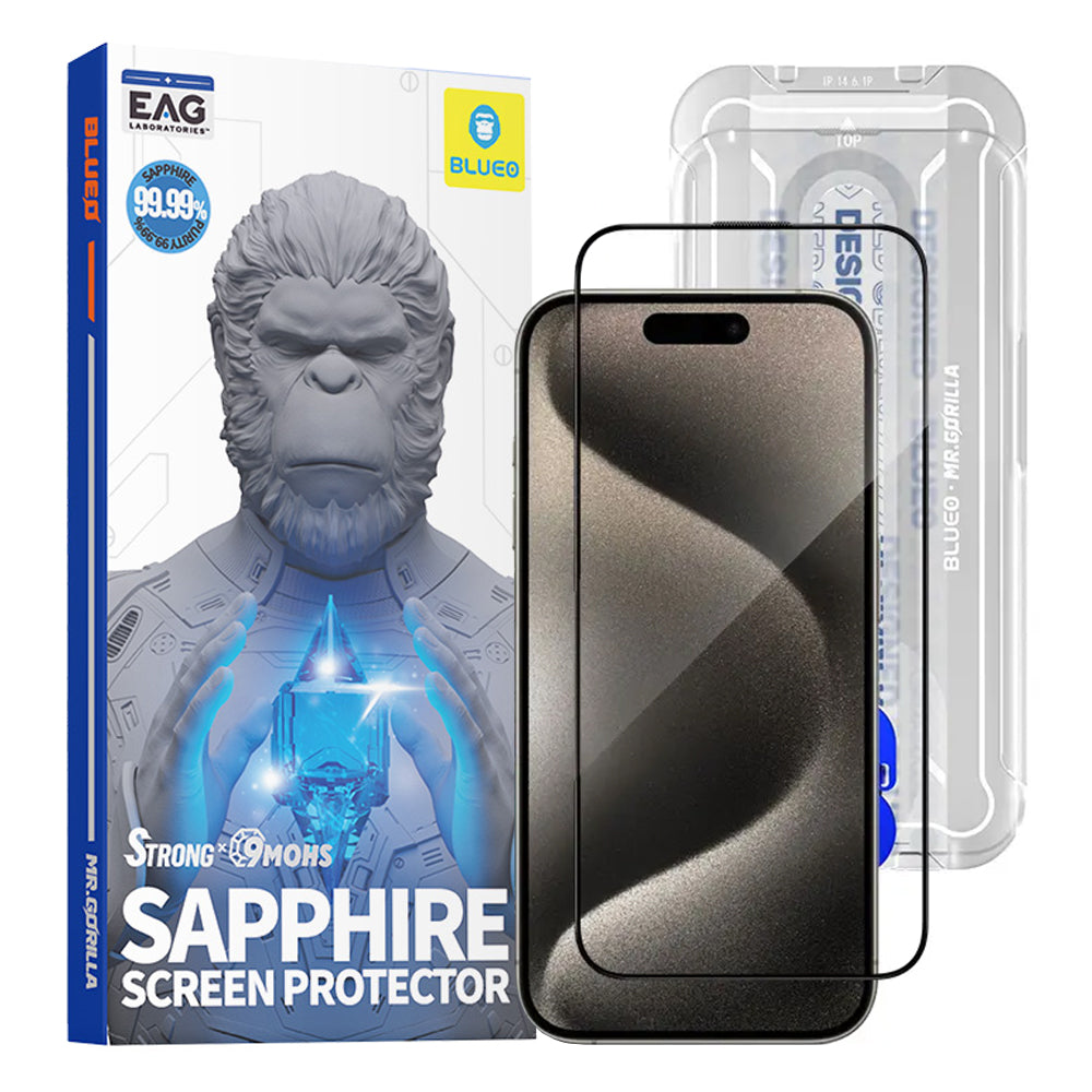 Blueo - Premium Sapphire Non Breaking / Scratching 9H Glass - iPhone 15 Pro Max - Black