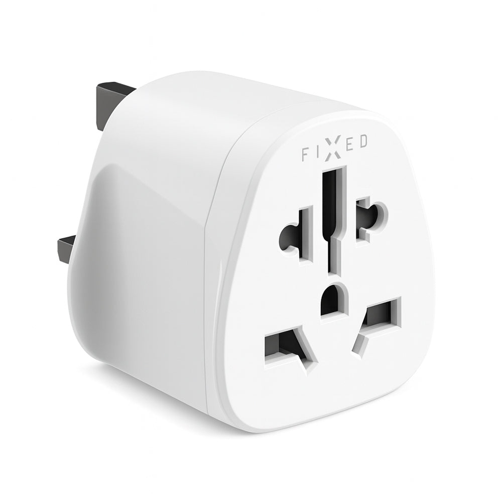 Fixed - Travel Adapter (FIXCT-UK) - UK to EU/US/AUS, Universal Connection, Mini Size, 15A/3750W - White