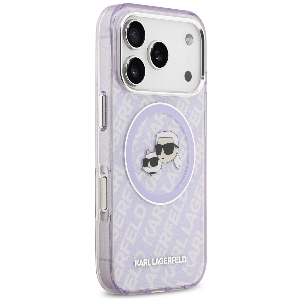 Karl Lagerfeld - IML Glitter K&C Heads Logo MagSafe (KLHMP17LHMKBKCHOU) - iPhone 17 Pro - Purple