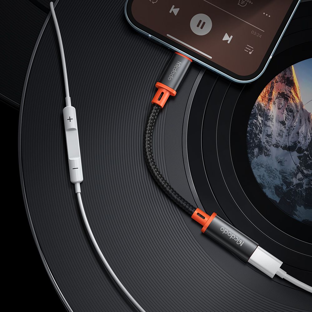 Mcdodo - OTG Adapter (CA-1440) - Type-C to Lightning, 2A, 480Mbps, Audio, Aluminum Alloy, Nylon - Black