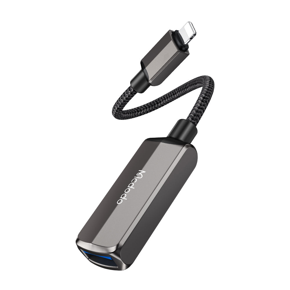 Mcdodo - OTG Adapter (CA-2690) - Lightning to USB, Lightning, Aluminum Alloy, Nylon, 2.4A - Dark Grey