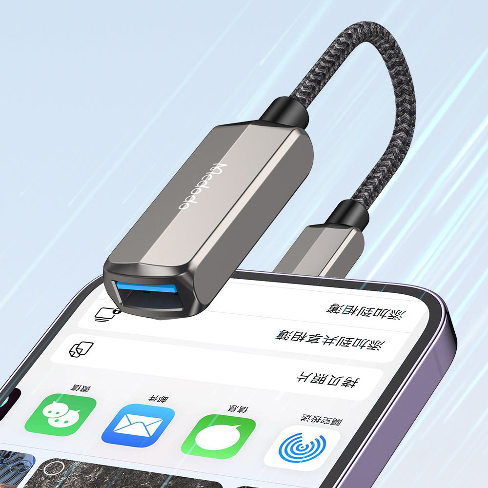 Mcdodo - OTG Adapter (CA-2690) - Lightning to USB, Lightning, Aluminum Alloy, Nylon, 2.4A - Dark Grey