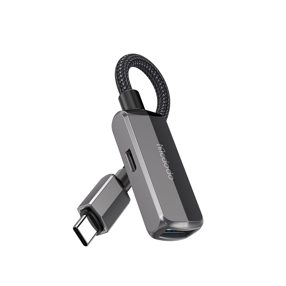 Mcdodo - OTG Adapter (CA-2830) - Type-C to Type-C, USB, Aluminum Alloy, Nylon, 3A. 60W, 13cm - Dark Grey