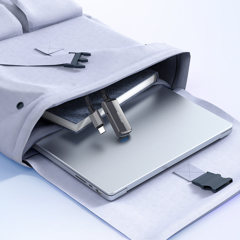 Mcdodo - OTG Adapter (CA-2830) - Type-C to Type-C, USB, Aluminum Alloy, Nylon, 3A. 60W, 13cm - Dark Grey