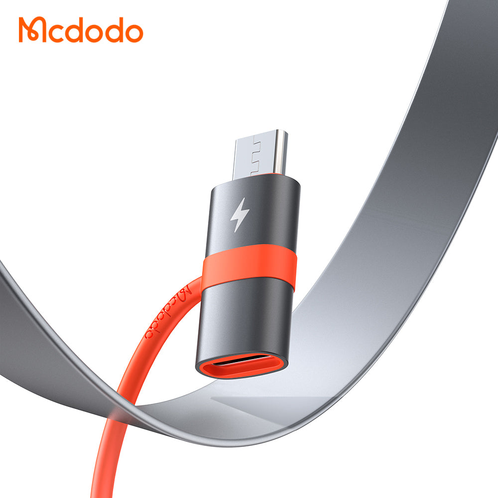 Mcdodo - Adapter (OT-3820) - with Silicone Hook, Aluminium Alloy, Type-C to Micro-USB, 3A, Portable Design, Plug&Play - Grey