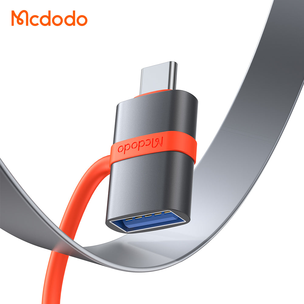 Mcdodo - Adapter (OT-3810) - with Silicone Hook, Aluminium Alloy, USB to Type-C, 5Gbps, Portable Design, Plug&Play - Grey