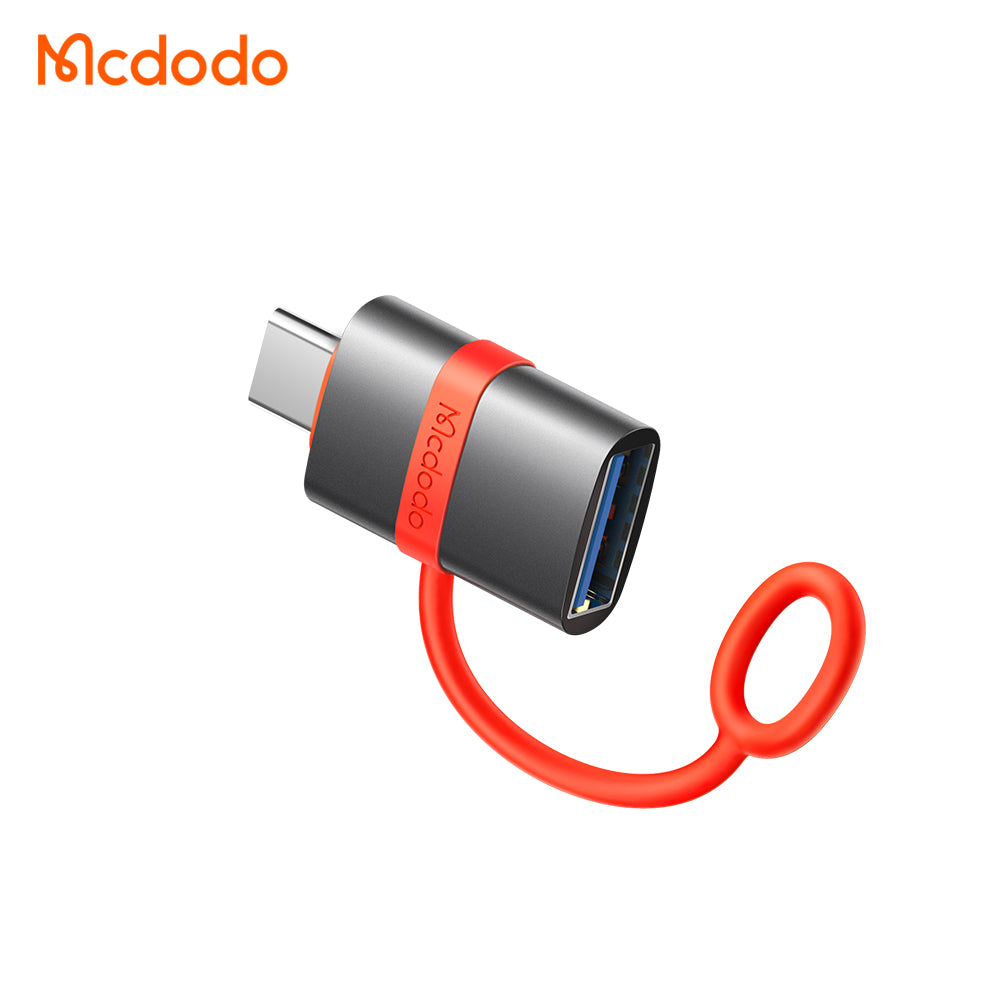 Mcdodo - Adapter (OT-3810) - with Silicone Hook, Aluminium Alloy, USB to Type-C, 5Gbps, Portable Design, Plug&Play - Grey