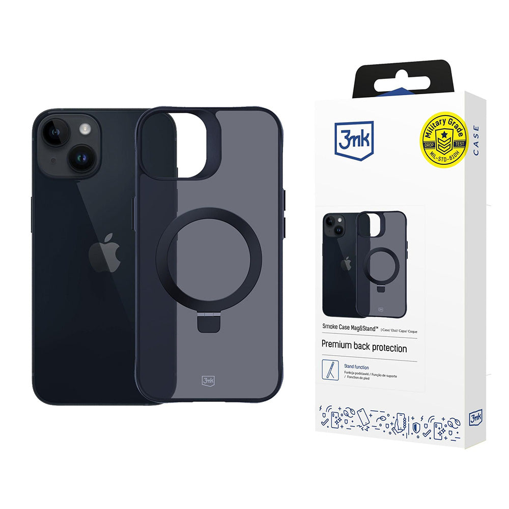 3mk - Smoke Case Mag&Stand - iPhone 14 / iPhone 13 - Black