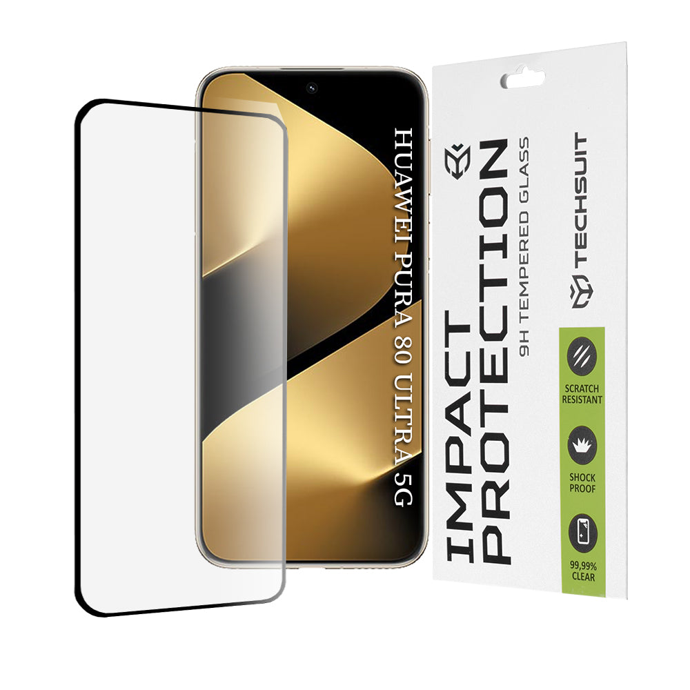 Techsuit - 111D Full Cover / Full Glue Glass / 3D Curved Screen - Huawei Pura 80 Ultra - Black