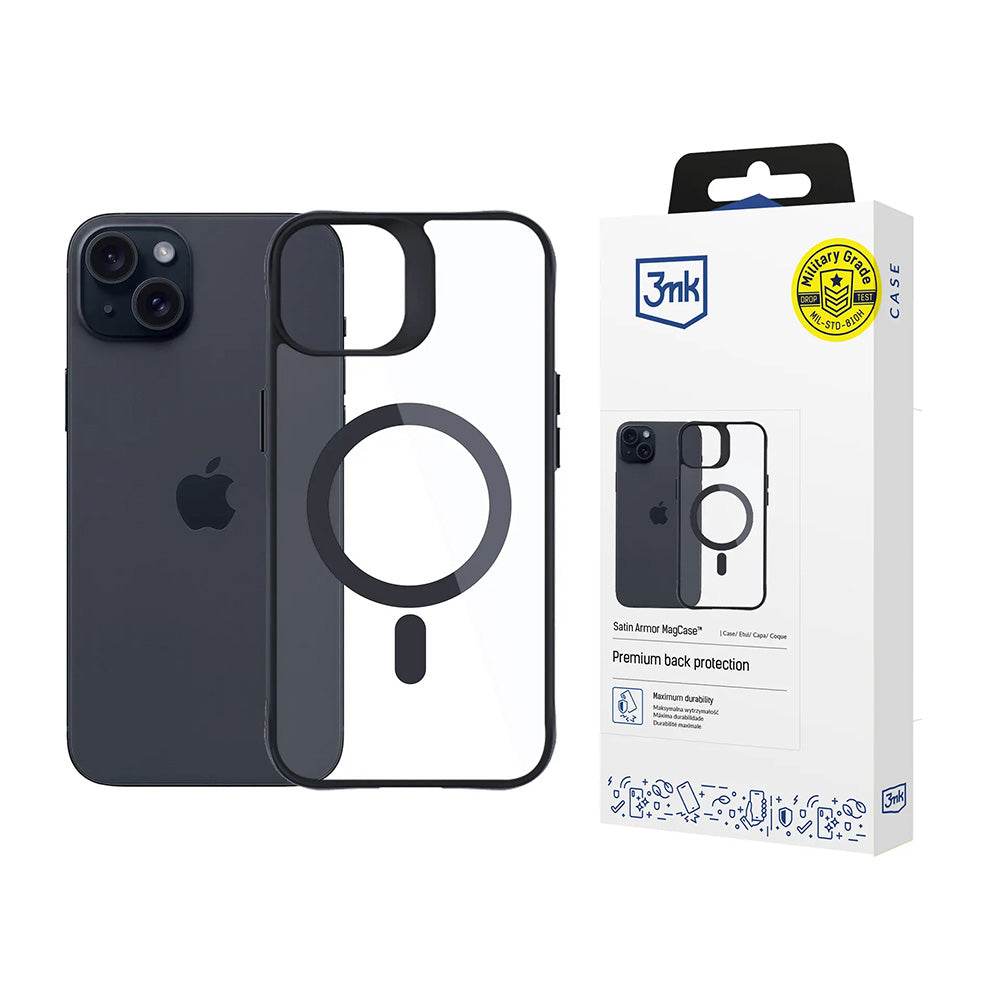 3mk - Satin Armor MagCase - iPhone 15 - Black
