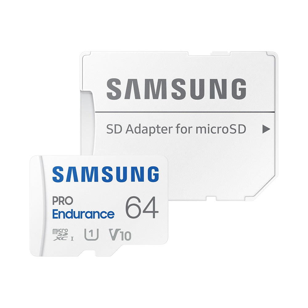 Samsung - Memory Card PRO Endurance (MB-MJ64KA/EU) - MicroSDXC, Adapter, 64GB, UHS-I, Class 10, 140K hrs Rec, FHD/4K - White