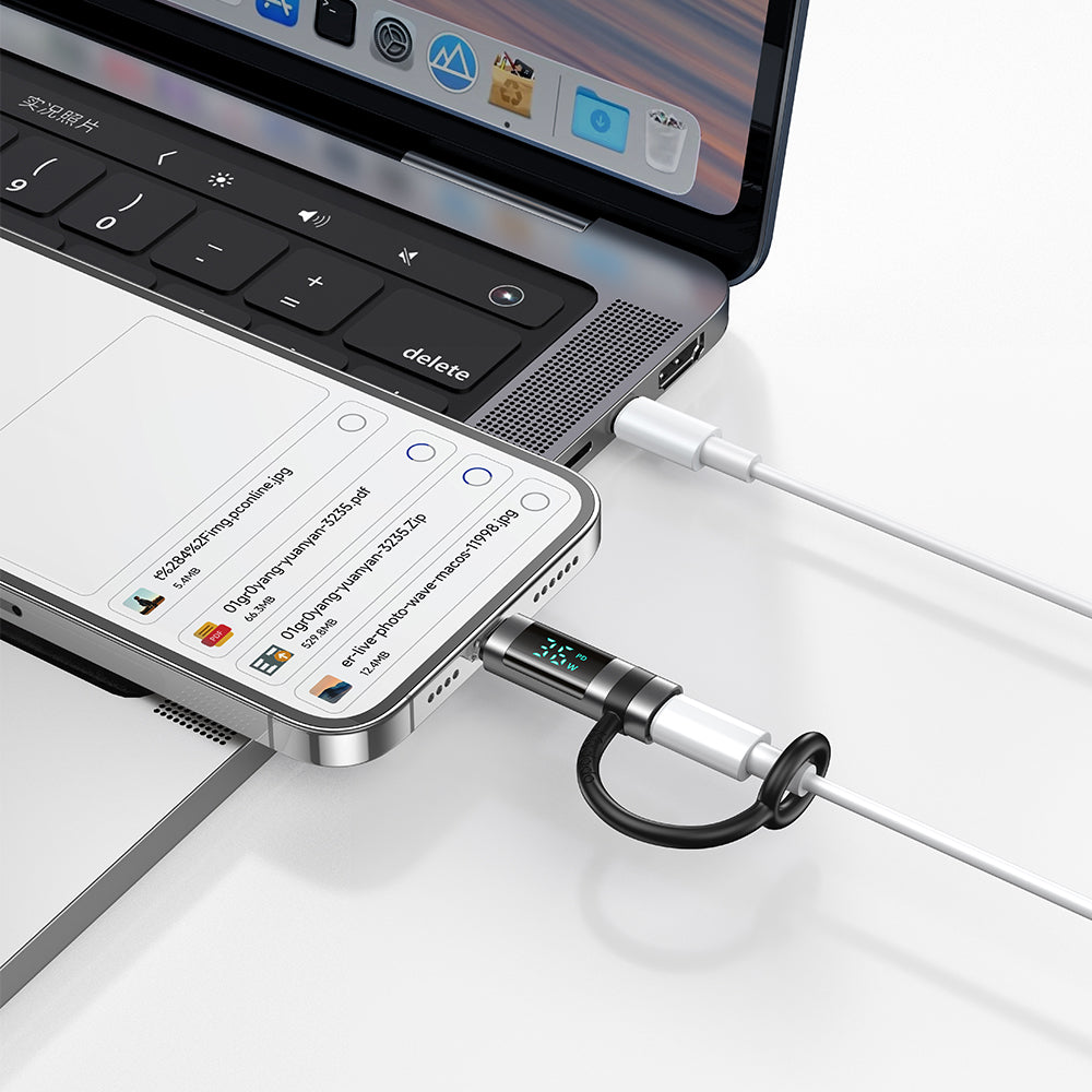 Mcdodo - Adapter Pigeon Series (OT-2610) - with Silicone Hook, Aluminium Alloy, USB-C to Lightning 36W, HD LED Display - Black