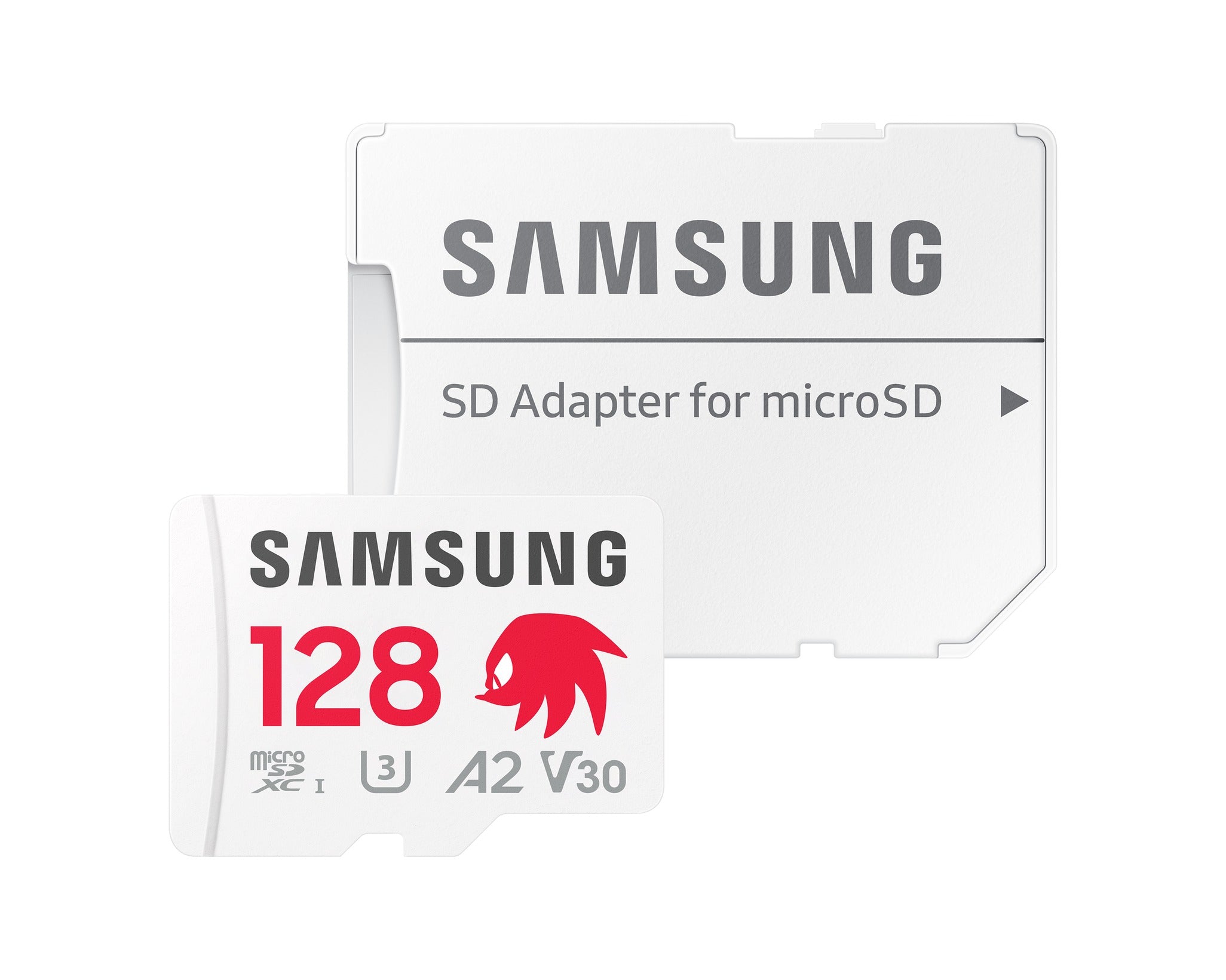 Samsung - Memory Card PRO Plus SONIC (MB-MD128SA/LC1) - MicroSDXC, Adapter SD, 128GB, UHS-I, U3, V30, A2, 180MB/s - Red/White