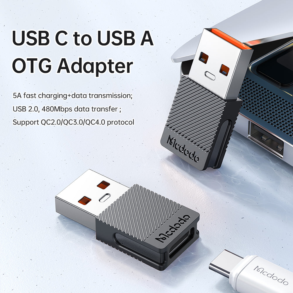 Mcdodo - OTG Adapter (OT-6970) - Type-C to USB 3.0 Convertor, Ultra-fast Data Sync, TPE, 5A - Black