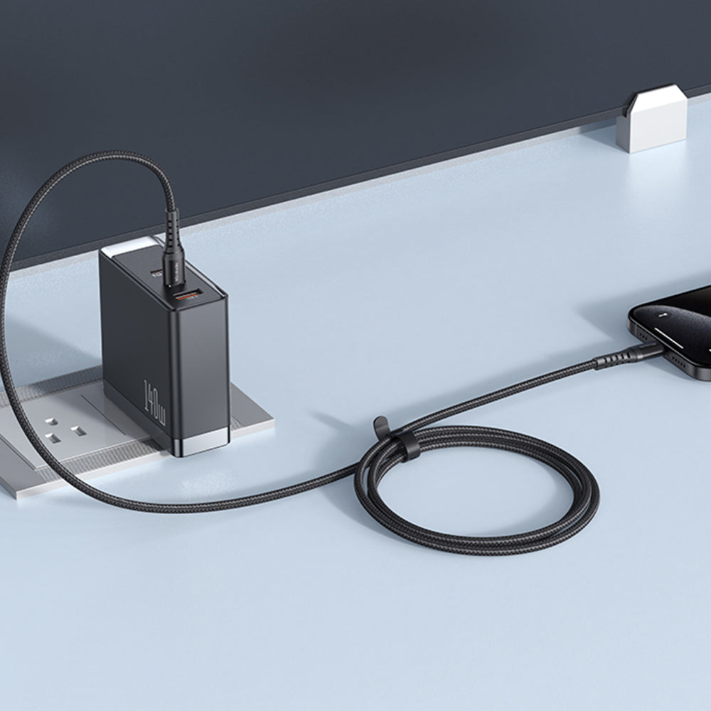 Mcdodo - Data Cable (CA-5641) - Type-C to Type-C, Nylon Braided, Aluminum Alloy, PD60W, 1m - Black