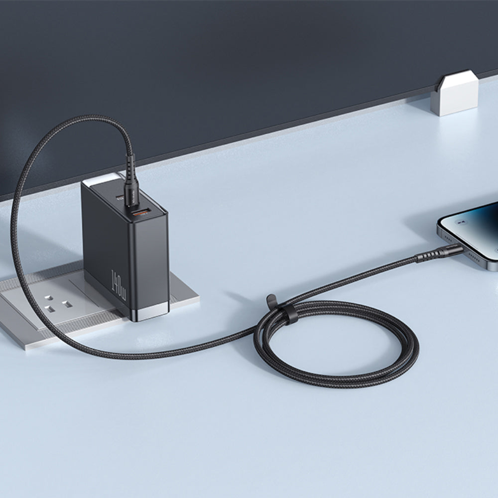 Mcdodo - Data Cable (CA-5631) - Type-C to Lightning, Nylon Braided, Aluminum Alloy, PD36W, 1m - Black