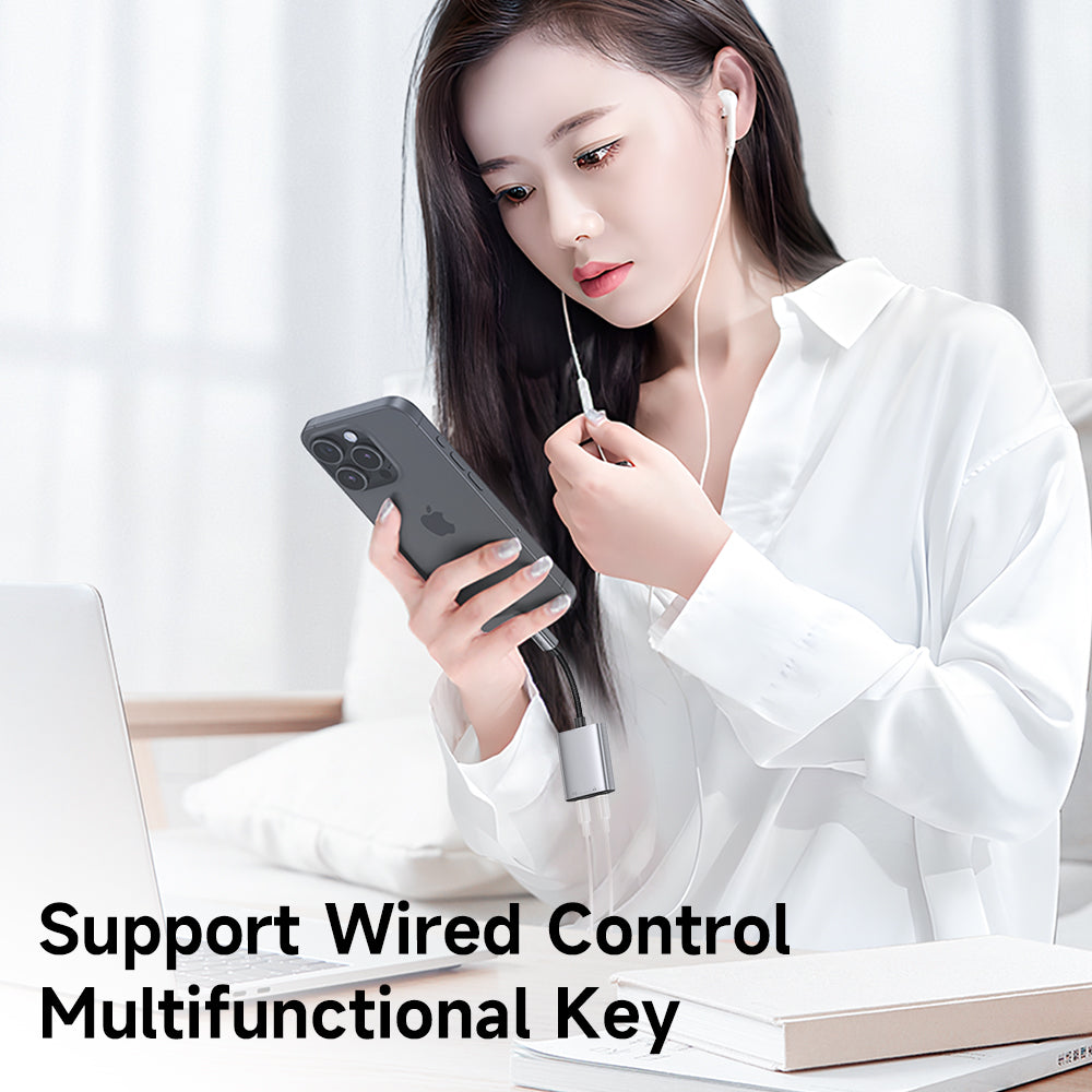 Mcdodo - Audio Adapter Wales Series (CA-5570) - Type-C to Type-C, Aluminum Alloy, Nylon, High Resolution, PD60W, 12.5cm - Gray