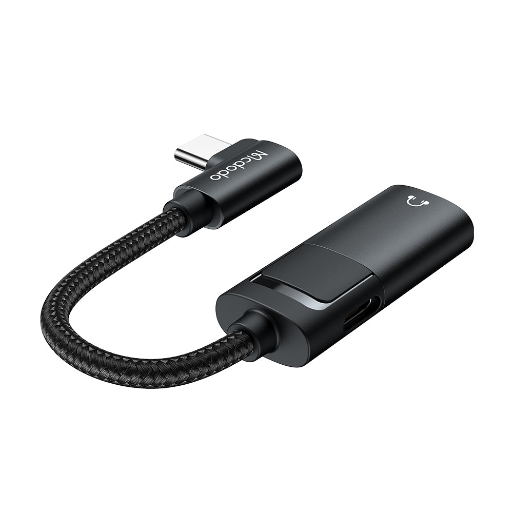 Mcdodo - Audio Adapter (CA-1880) - Type-C to Type-C, 3.5mm, PD60W Charging+ Music Play+Call Function, 0.1m - Black