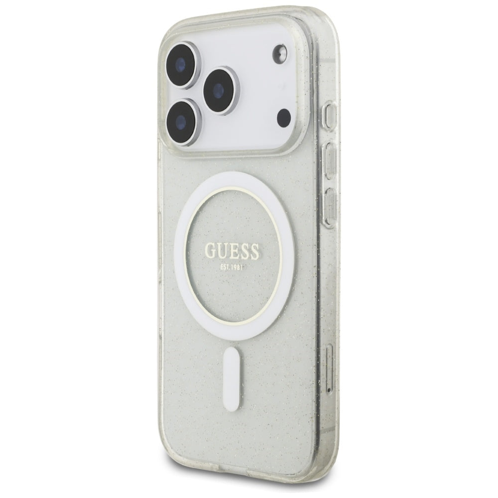 Guess - IML Glitter with Pearl Strap MagSafe (GUHMP17LHGCRELST) - iPhone 17 Pro - Clear