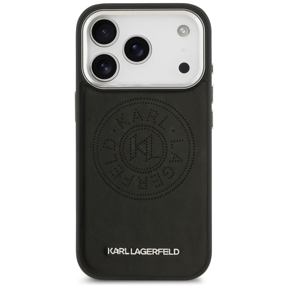 Karl Lagerfeld - Leather With Point & Metal Logo MagSafe (KLHMP17LPSKRPMK) - iPhone 17 Pro - Black