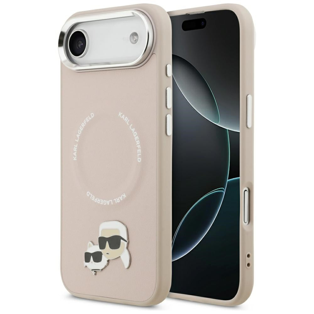 Karl Lagerfeld - Leather Karl & Choupette Pins MagSafe (KLHMP17MPSMLRKCP) - iPhone 17 Air - Pink