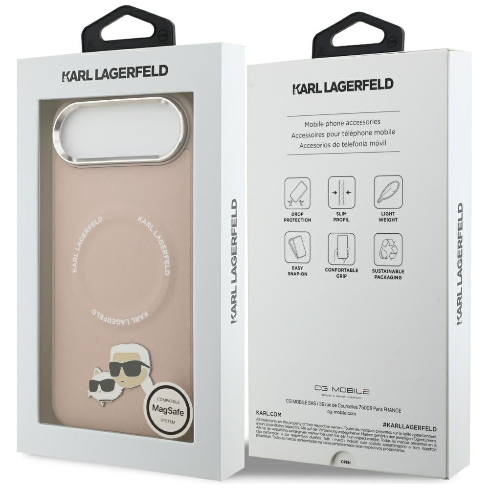 Karl Lagerfeld - Leather Karl & Choupette Pins MagSafe (KLHMP17MPSMLRKCP) - iPhone 17 Air - Pink