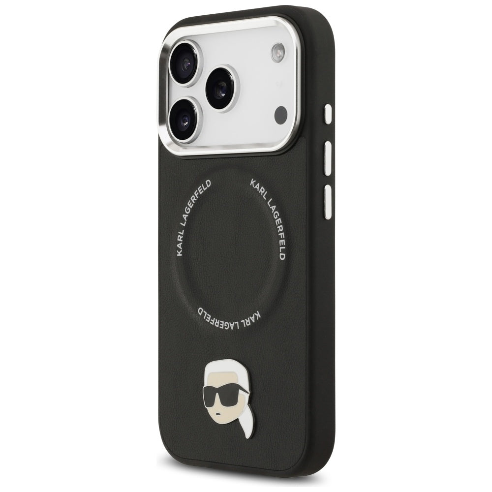 Karl Lagerfeld - Leather Karl Pin MagSafe (KLHMP17LPSMLRKLK) - iPhone 17 Pro - Black