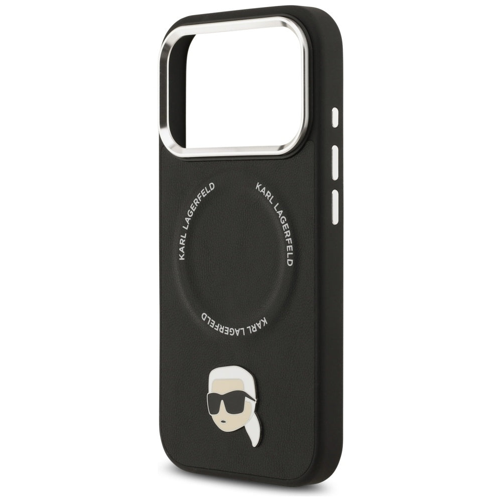 Karl Lagerfeld - Leather Karl Pin MagSafe (KLHMP17LPSMLRKLK) - iPhone 17 Pro - Black