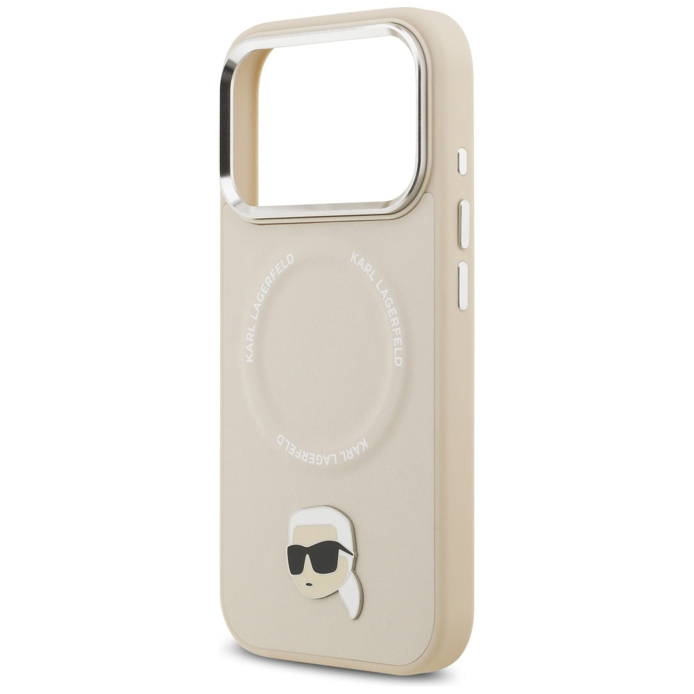 Karl Lagerfeld - Leather Karl Pin MagSafe (KLHMP17LPSMLRKLE) - iPhone 17 Pro - Beige