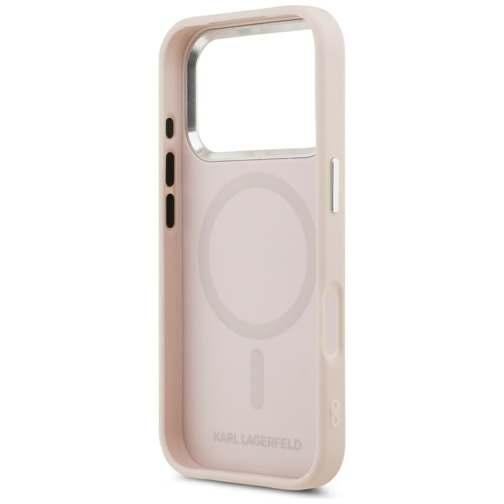 Karl Lagerfeld - Leather with Initial & Metal Logo MagSafe (KLHMP17LPGFKLRDP) - iPhone 17 Pro - Pink