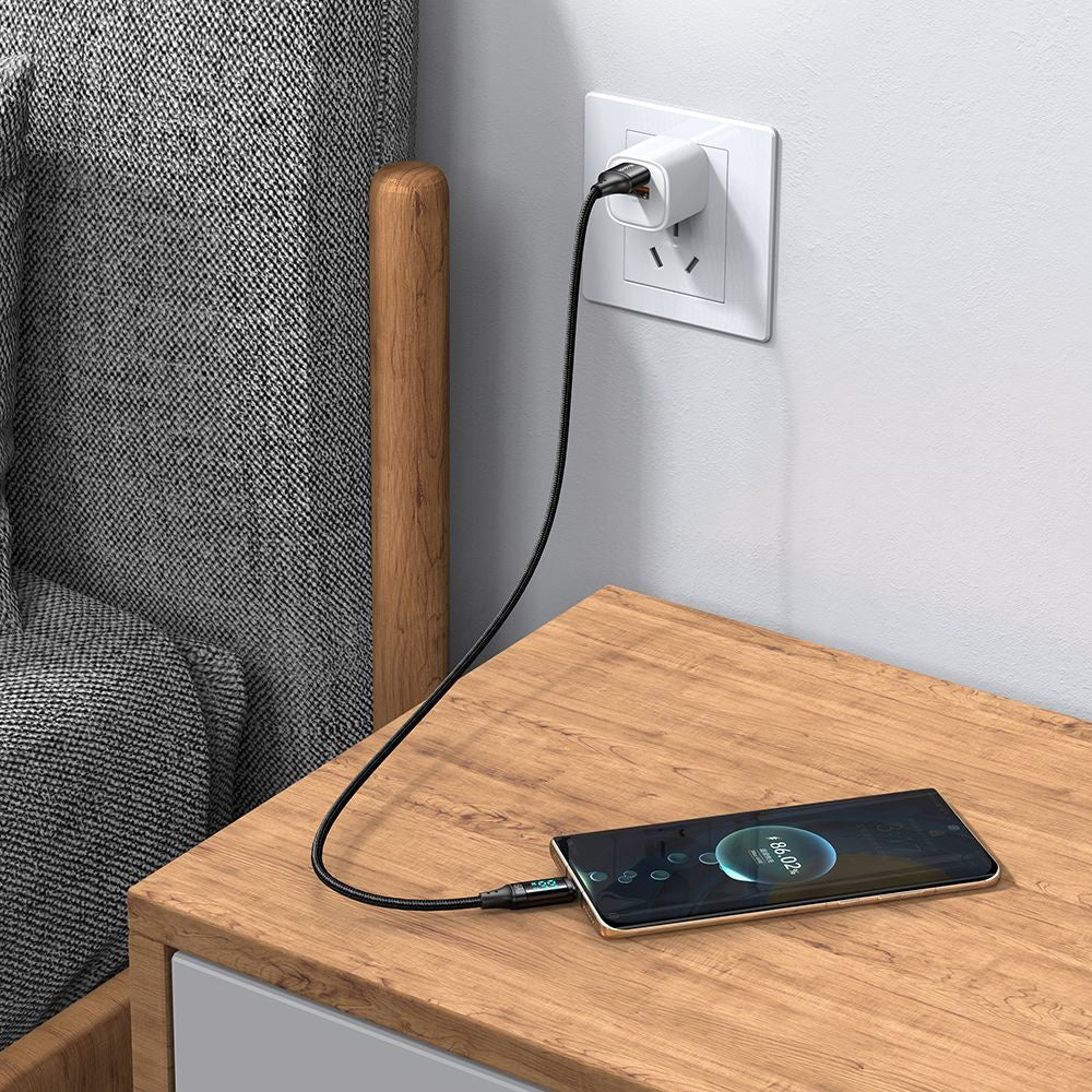 Mcdodo - Data Cable (CA-1080) - USB 2.0 to Type-C, with Digital Display, Nylon Braided, Aluminum Alloy, 6A, 1.2m - Black