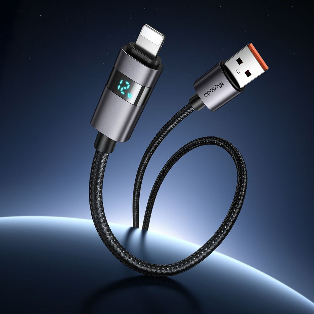 Mcdodo - Data Cable (CA-6490) - USB-A to Lightning, LED Display, 3A, 1.2m - Black