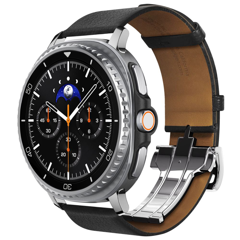Spigen - Enzo - Samsung Galaxy Watch8 40mm/Watch8 44mm/Watch8 Classic, Genuine Goat Leather - Black