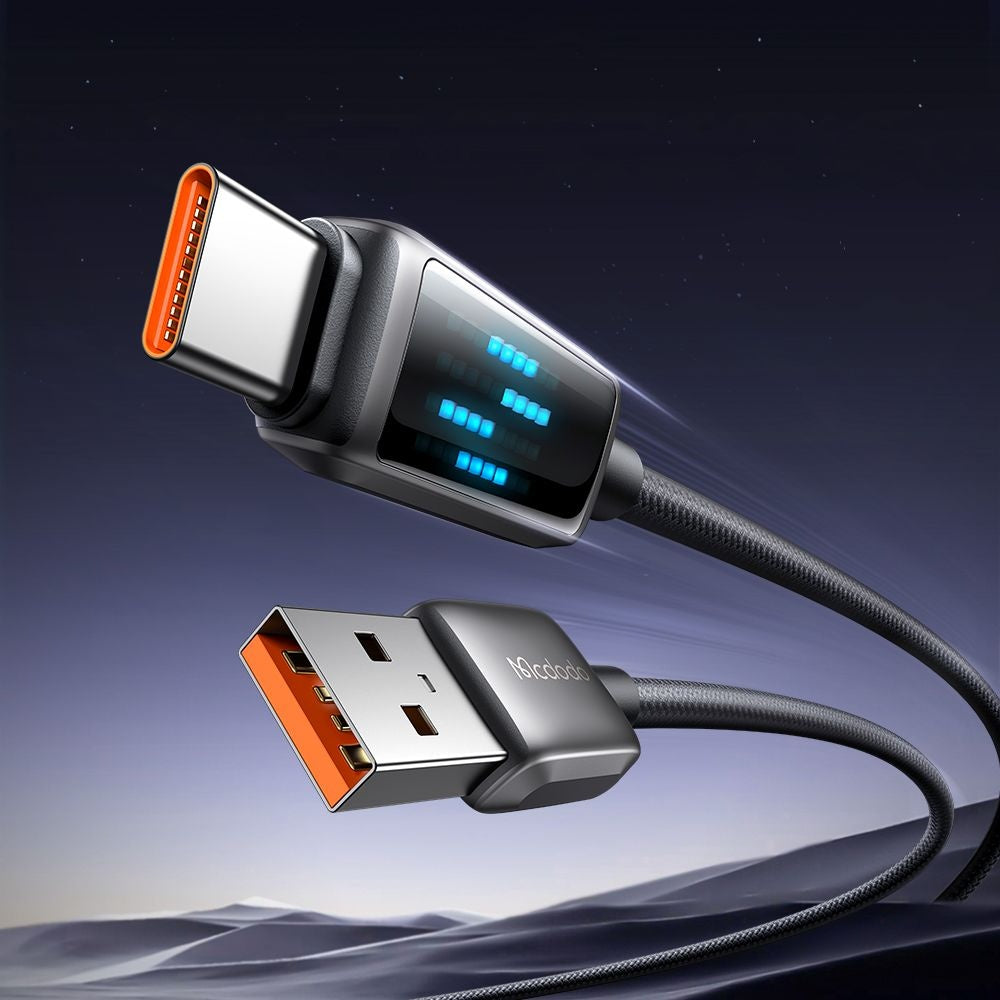 Mcdodo - Data Cable (CA-2350) - USB-C to USB-A, 6A, LED Display, 1.2m - Black