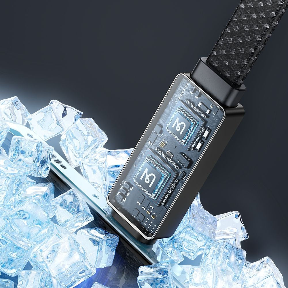 Mcdodo - Data Cable Rythm Series (CA-4980) - USB-A to Type-C, 6A, LED Display, Fast Charging, 1.2m - Black