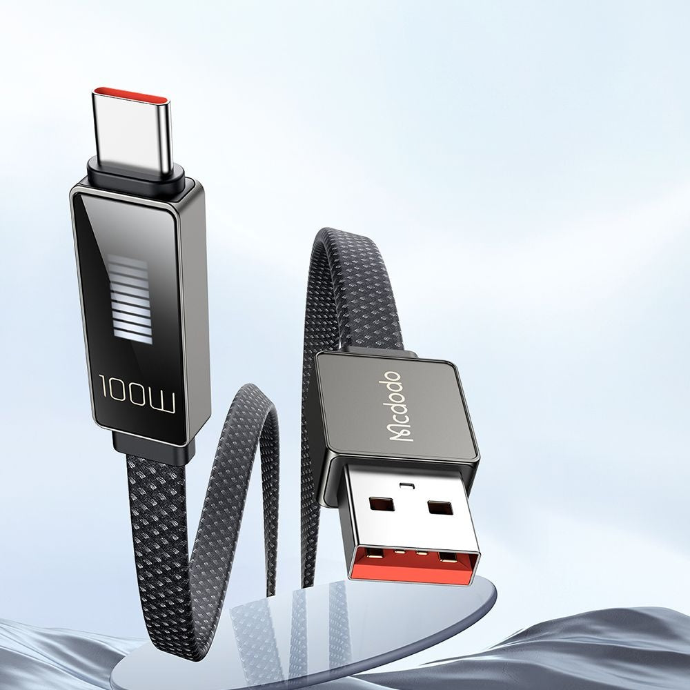 Mcdodo - Data Cable Rythm Series (CA-4980) - USB-A to Type-C, 6A, LED Display, Fast Charging, 1.2m - Black