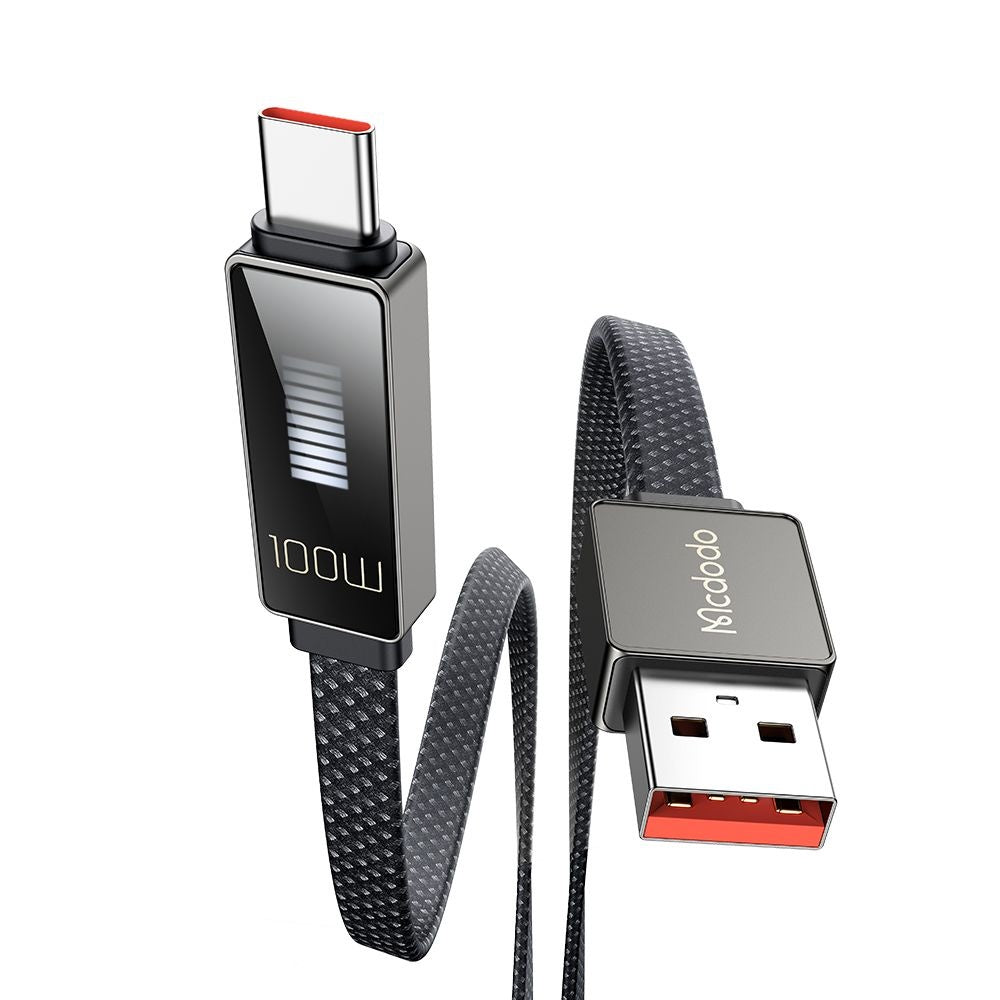 Mcdodo - Data Cable Rythm Series (CA-4980) - USB-A to Type-C, 6A, LED Display, Fast Charging, 1.2m - Black