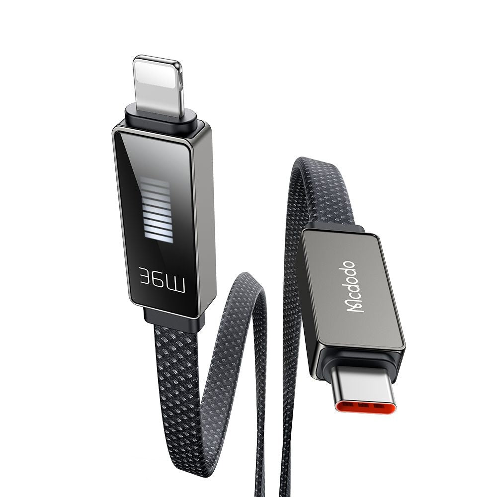 Mcdodo - Data Cable Rythm Series (CA-4960) - Type-C to Lightning, 36W, LED Display, Fast Charging, 1.2m - Black