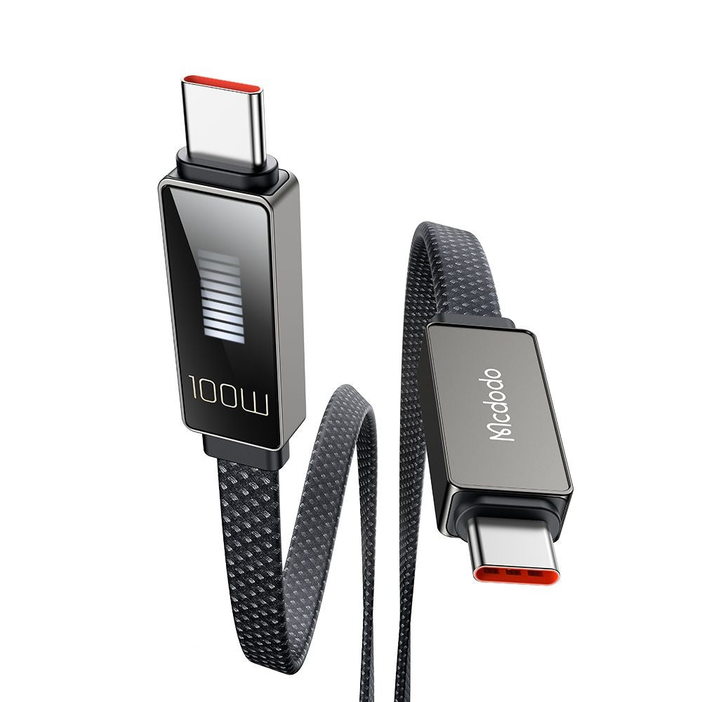 Mcdodo - Data Cable Rythm Series (CA-4470) - Type-C to Type-C, 100W, LED Display, PD Fast Charging, 1.2m - Black