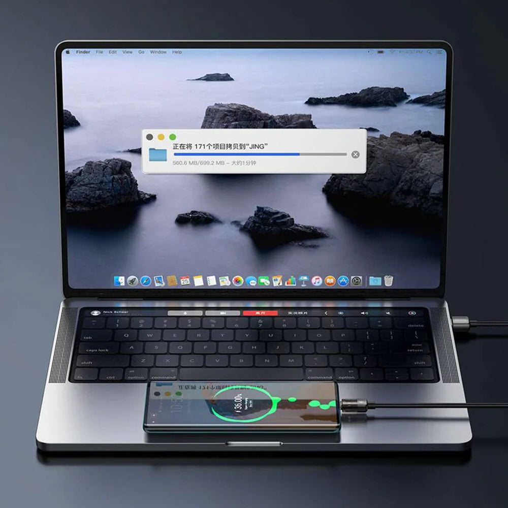 Mcdodo - Data Cable (CA-3150) - USB to Type-C, 6A, Super Charge, Transparent Design, Auto Power Off, 1.2m - Black