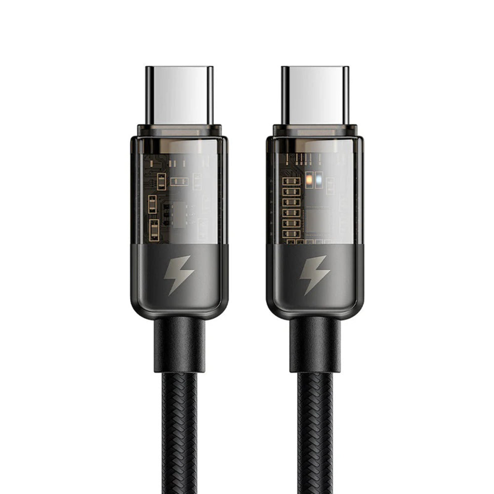 Mcdodo - Data Cable (CA-2840) - Type-C to Type-C, 100W, Fast Charging, Transparent Design, Auto Power Off, 1.2m - Black