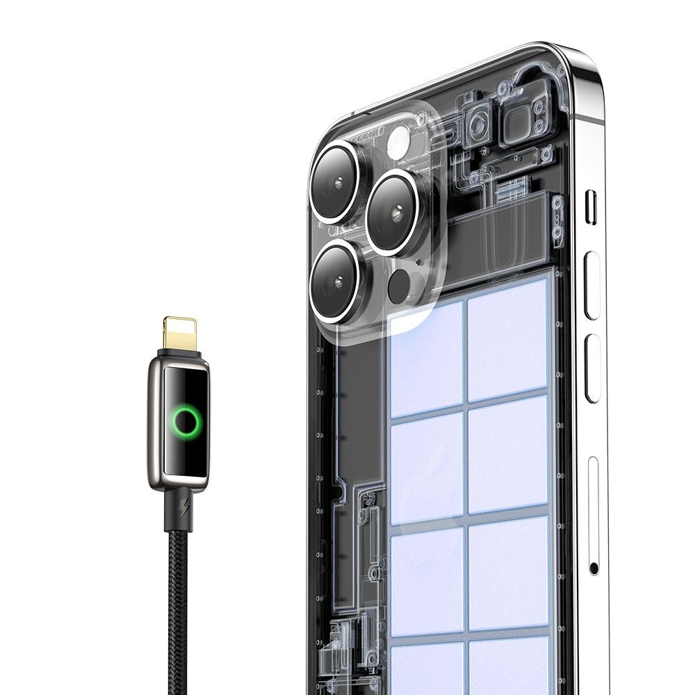 Mcdodo - Data Cable (CA-6590) - with Breathing Light LED Display, USB-A to Lightning, Auto Power Off, 3A, 1.2m - Black